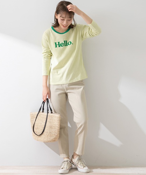 URBAN RESEARCH Sonny Label（アーバンリサーチサニーレーベル）の「フロッキープリントMIXカラーロンTシャツ（Tシャツ/カットソー・レディース・オフホワイト/ライトグリーン/ライトオレンジ系・FREE）」の17枚目の写真