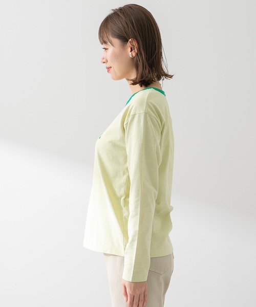 URBAN RESEARCH Sonny Label（アーバンリサーチサニーレーベル）の「フロッキープリントMIXカラーロンTシャツ（Tシャツ/カットソー・レディース・オフホワイト/ライトグリーン/ライトオレンジ系・FREE）」の18枚目の写真