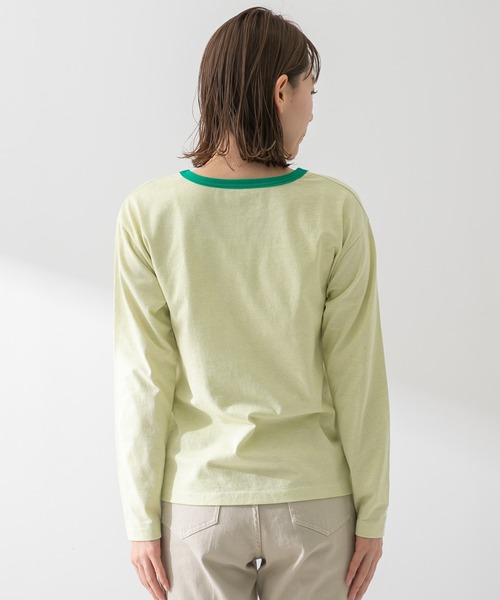 URBAN RESEARCH Sonny Label（アーバンリサーチサニーレーベル）の「フロッキープリントMIXカラーロンTシャツ（Tシャツ/カットソー・レディース・オフホワイト/ライトグリーン/ライトオレンジ系・FREE）」の19枚目の写真