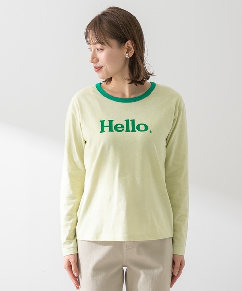 URBAN RESEARCH Sonny Label（アーバンリサーチサニーレーベル）の「フロッキープリントMIXカラーロンTシャツ（Tシャツ/カットソー・レディース・オフホワイト/ライトグリーン/ライトオレンジ系・FREE）」の20枚目の写真