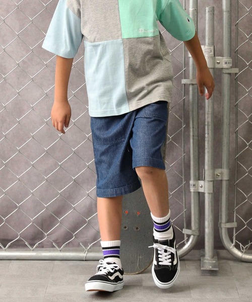 MPS(エムピーエス)の「【接触冷感】【MPS】デニムショートパンツ(デニムパンツ・キッズ・ブルー/ライトインディゴブルー/ダークインディゴブルー/ブラック・105/120/130/140/150)」の3枚目の写真