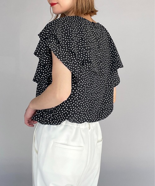 PICCIN（ピッチン）の「ラッフルカラードットブラウス（シャツ/ブラウス・レディース・ネイビー/オフホワイト/ブラック・M）」の16枚目の写真