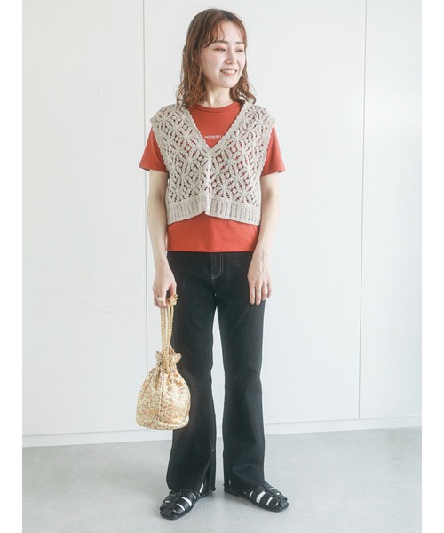 ehka sopo(エヘカソポ)の「トラと花柄巾着バッグ(ハンドバッグ・レディース・イエロー/ブルー・フリ-)」の7枚目の写真