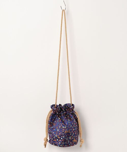 ehka sopo(エヘカソポ)の「トラと花柄巾着バッグ(ハンドバッグ・レディース・イエロー/ブルー・フリ-)」の10枚目の写真