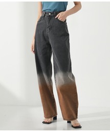 ハイウエストグラデーションブラックデニムパンツ