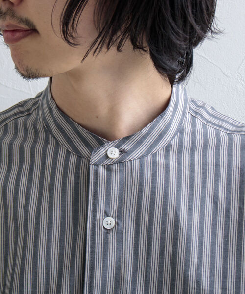 GLOSTER（グロスター）の「【GLOSTER/グロスター】Vintage Stripe ビッグシャツ ショートスリーブ（シャツ/ブラウス・メンズ・ホワイト系その他/グレー系その他/ベージュ系その他・MEDIUM/LARGE）」の12枚目の写真