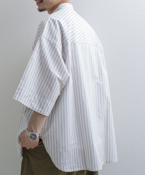 GLOSTER（グロスター）の「【GLOSTER/グロスター】Vintage Stripe ビッグシャツ ショートスリーブ（シャツ/ブラウス・メンズ・ホワイト系その他/グレー系その他/ベージュ系その他・MEDIUM/LARGE）」の18枚目の写真