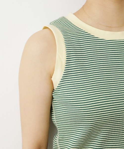 RODEO CROWNS WIDE BOWL（ロデオクラウンズワイドボウル）の「配色リブボーダータンクトップ（タンクトップ・レディース・ブラウン系その他/グリーン系その他・FREE）」の4枚目の写真