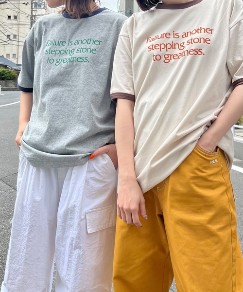 PAGEBOY(ページボーイ)の「PAGEBOYLIM/リンガーロゴT(Tシャツ/カットソー・レディース・オフホワイト/グレー/ベージュ・FREE)」の4枚目の写真