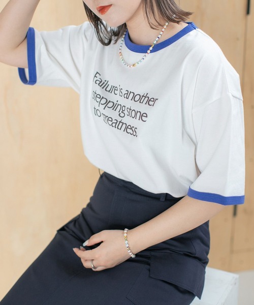 PAGEBOY(ページボーイ)の「PAGEBOYLIM/リンガーロゴT(Tシャツ/カットソー・レディース・オフホワイト/グレー/ベージュ・FREE)」の5枚目の写真