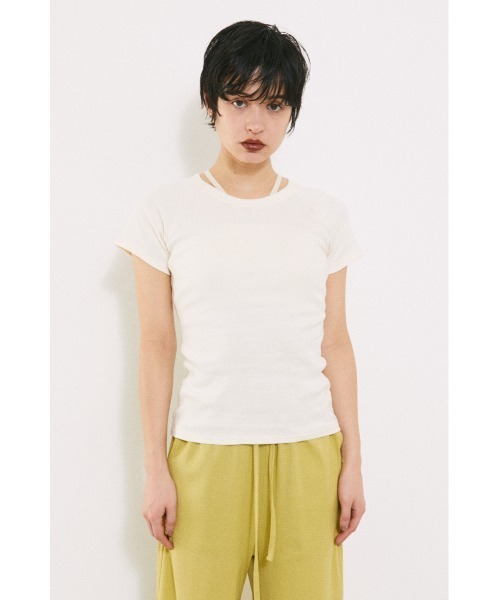 BLACK BY MOUSSY（ブラックバイマウジー）の「back design t-shirt（バックデザインTシャツ）（Tシャツ/カットソー・レディース・ホワイト/ベージュ/ブラウン/レッド・FREE）」の2枚目の写真