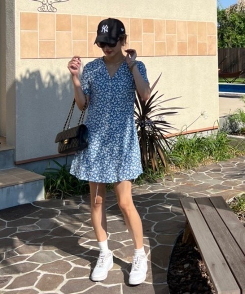 AMAIL（アマイル）の「Vintage flower mini dress（ワンピース・レディース・オレンジ/ブルー・FREE）」の14枚目の写真