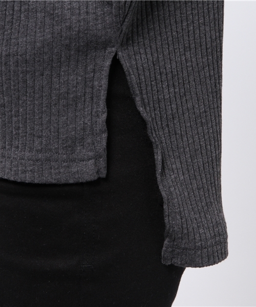 AZUL by moussy（アズールバイマウジー）の「ワイドリブテレコショートドルマン長袖PO（Tシャツ/カットソー・レディース・オフホワイト/ライトブラック・SMALL/MEDIUM）」の9枚目の写真