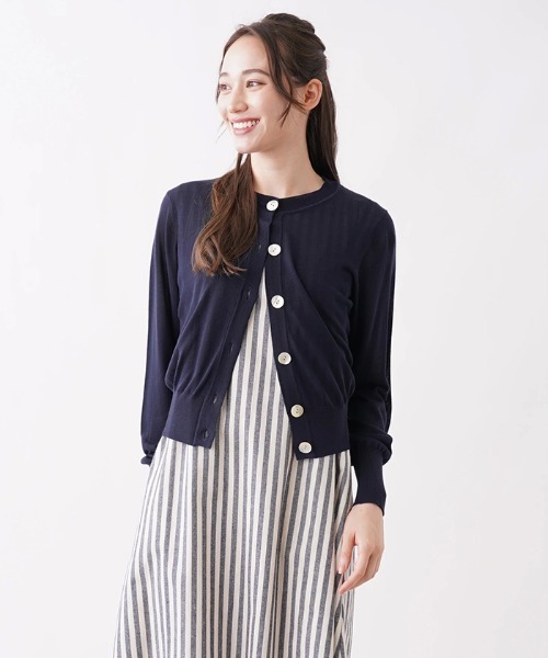 Brahmin（ブラーミン）の「【BRAHMIN】クルーネックカーディガン（カーディガン/ボレロ・レディース・オフホワイト/Beige/ダークネイビー・2）」の14枚目の写真