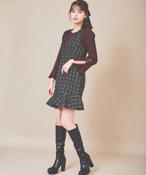 31 Sons de mode(トランテアン ソン ドゥ モード)の「ツイードミニジャンスカ(ジャンパースカート・レディース・ブラック/オフホワイト・38/36)」の12枚目の写真