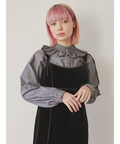 merry jenny（メリージェニー）の「bi-colorステッチブラウス（シャツ/ブラウス・レディース・グリーン/オフホワイト/ブラック・FREE）」の3枚目の写真