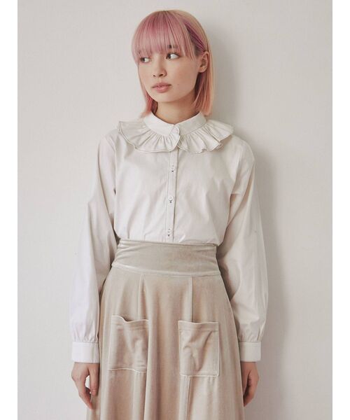 merry jenny（メリージェニー）の「bi-colorステッチブラウス（シャツ/ブラウス・レディース・グリーン/オフホワイト/ブラック・FREE）」の5枚目の写真