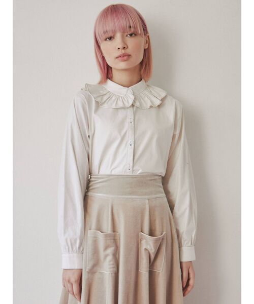 merry jenny（メリージェニー）の「bi-colorステッチブラウス（シャツ/ブラウス・レディース・グリーン/オフホワイト/ブラック・FREE）」の7枚目の写真