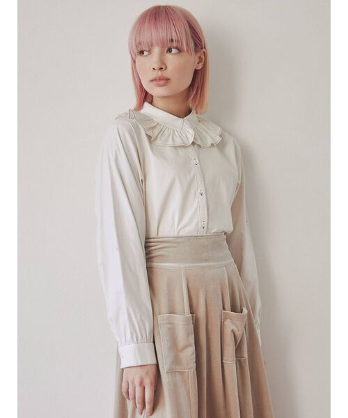 merry jenny（メリージェニー）の「bi-colorステッチブラウス（シャツ/ブラウス・レディース・グリーン/オフホワイト/ブラック・FREE）」の8枚目の写真