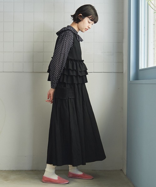 bulle de savon Lace×tulle frill ベスト　ホワイト bulle de savon（ビュルデサボン）の「Lace×tulle frill ベスト