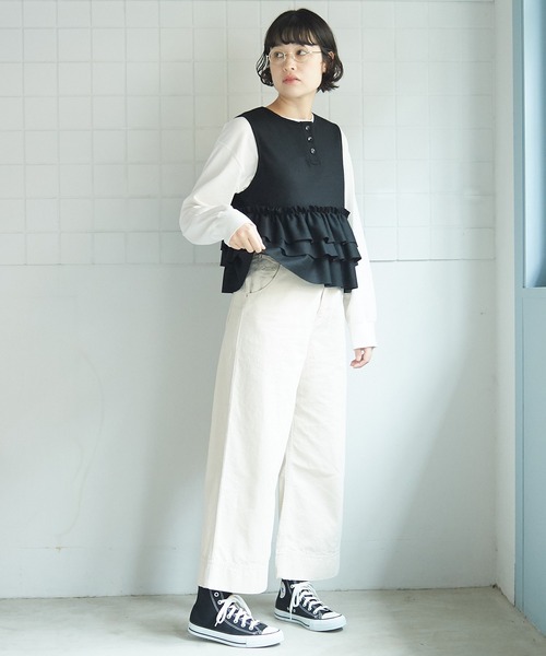 bulle de savon ビュルデサボンフリルベスト bulle de savon（ビュルデサボン）の「○moll yarn フリルベスト