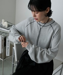forksy. | 【forksy.】ワッフル配色ステッチラグランロングTシャツ(Tシャツ/カットソー)