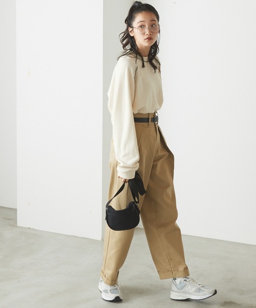 forksy.(フォルクシー)の「【forksy.】ワッフル配色ステッチラグランロングTシャツ(Tシャツ/カットソー・レディース・ブラック/パープル/グレー/オフホワイト/アイボリー/ピンク/ホワイト×ブラック/ブルー/グレー系/ホワイト×ネイビー/ブラック系・FREE)」の19枚目の写真