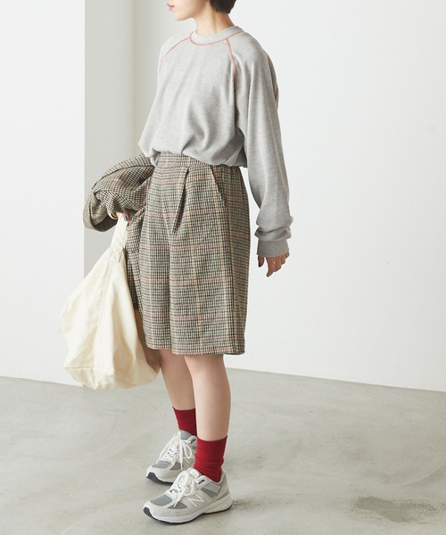 forksy.(フォルクシー)の「【forksy.】ワッフル配色ステッチラグランロングTシャツ(Tシャツ/カットソー・レディース・ブラック/パープル/グレー/オフホワイト/アイボリー/ピンク/ホワイト×ブラック/ブルー/グレー系/ホワイト×ネイビー/ブラック系・FREE)」の14枚目の写真