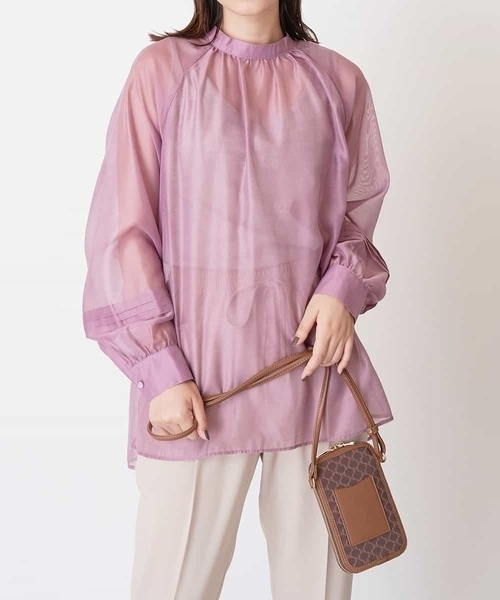 a.v.v（アーヴェヴェ）の「【マルチウェイ】リボンボウタイ付きシアーブラウス（シャツ/ブラウス・レディース・ピンク/ブラック/ベージュ・38/40/36/42/34）」の3枚目の写真