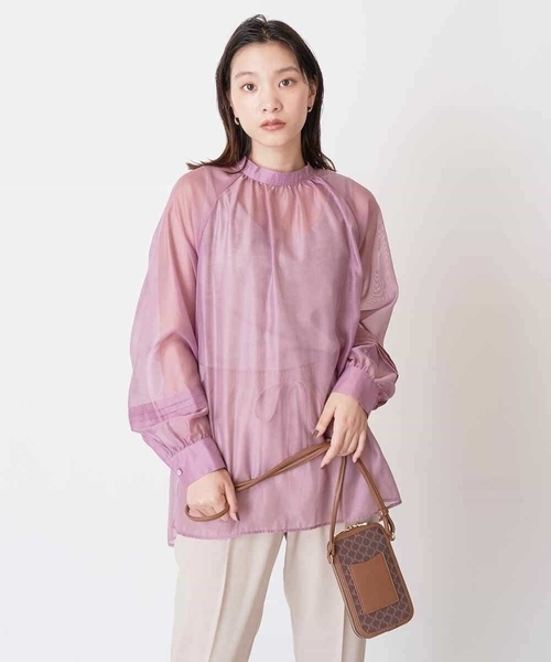 a.v.v（アーヴェヴェ）の「【マルチウェイ】リボンボウタイ付きシアーブラウス（シャツ/ブラウス・レディース・ピンク/ブラック/ベージュ・38/40/36/42/34）」の4枚目の写真