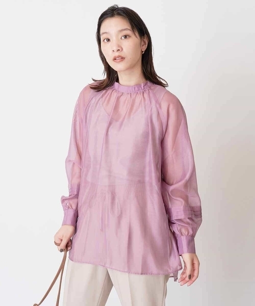 a.v.v（アーヴェヴェ）の「【マルチウェイ】リボンボウタイ付きシアーブラウス（シャツ/ブラウス・レディース・ピンク/ブラック/ベージュ・38/40/36/42/34）」の5枚目の写真