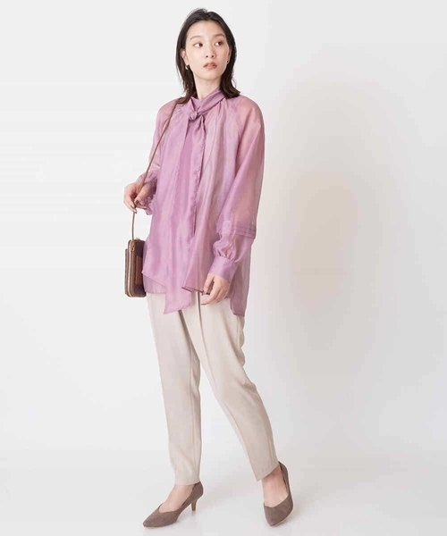 a.v.v（アーヴェヴェ）の「【マルチウェイ】リボンボウタイ付きシアーブラウス（シャツ/ブラウス・レディース・ピンク/ブラック/ベージュ・38/40/36/42/34）」の8枚目の写真