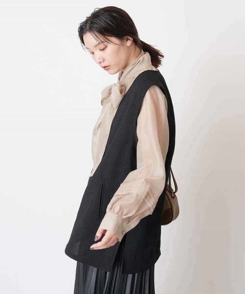 a.v.v（アーヴェヴェ）の「【マルチウェイ】リボンボウタイ付きシアーブラウス（シャツ/ブラウス・レディース・ピンク/ブラック/ベージュ・38/40/36/42/34）」の13枚目の写真