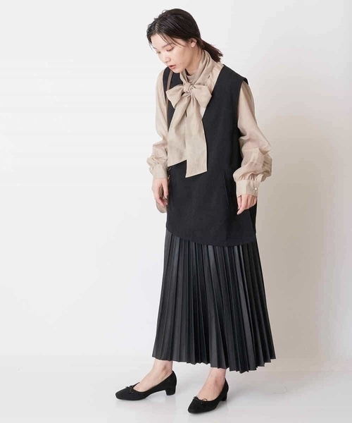 a.v.v（アーヴェヴェ）の「【マルチウェイ】リボンボウタイ付きシアーブラウス（シャツ/ブラウス・レディース・ピンク/ブラック/ベージュ・38/40/36/42/34）」の14枚目の写真