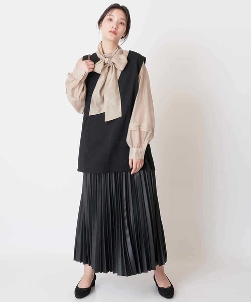 a.v.v（アーヴェヴェ）の「【マルチウェイ】リボンボウタイ付きシアーブラウス（シャツ/ブラウス・レディース・ピンク/ブラック/ベージュ・38/40/36/42/34）」の16枚目の写真