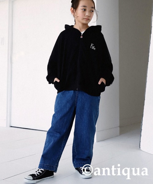 antiqua（アンティカ）の「FILAロゴ入り薄手パーカー（パーカー・キッズ・ブラック/杢グレー・130/140/150/160）」の5枚目の写真