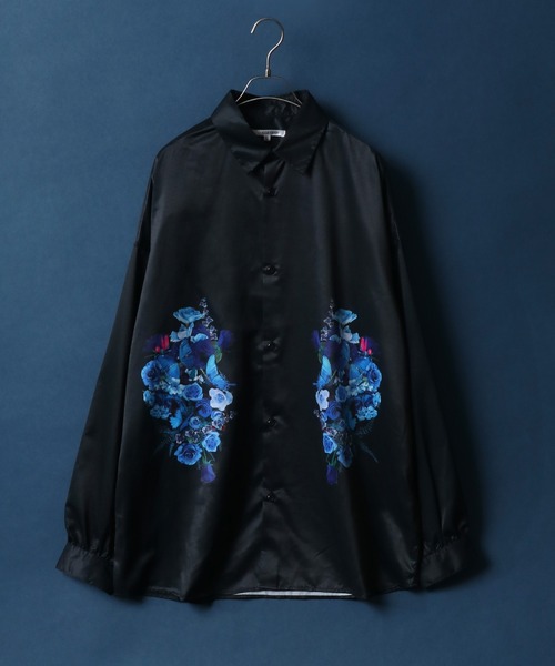 ANPAS(アンパス)の「Flower Print Oversize Balloon Sleeve Shirt/花柄 オーバーサイズ バルーンスリーブ シャツ(シャツ/ブラウス・メンズ・ホワイト/ブラック・M/L)」の7枚目の写真