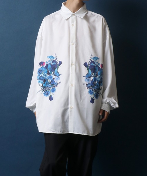 ANPAS（アンパス）の「Flower Print Oversize Balloon Sleeve Shirt/花  