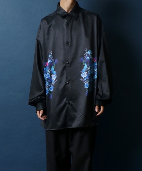 ANPAS(アンパス)の「Flower Print Oversize Balloon Sleeve Shirt/花柄 オーバーサイズ バルーンスリーブ シャツ(シャツ/ブラウス・メンズ・ホワイト/ブラック・M/L)」の20枚目の写真