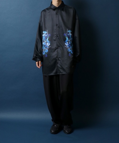 ANPAS(アンパス)の「Flower Print Oversize Balloon Sleeve Shirt/花柄 オーバーサイズ バルーンスリーブ シャツ(シャツ/ブラウス・メンズ・ホワイト/ブラック・M/L)」の18枚目の写真