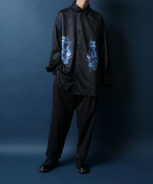 ANPAS(アンパス)の「Flower Print Oversize Balloon Sleeve Shirt/花柄 オーバーサイズ バルーンスリーブ シャツ(シャツ/ブラウス・メンズ・ホワイト/ブラック・M/L)」の16枚目の写真