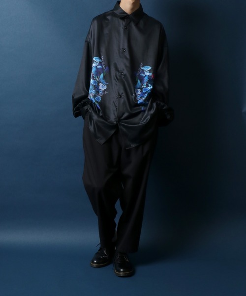 ANPAS(アンパス)の「Flower Print Oversize Balloon Sleeve Shirt/花柄 オーバーサイズ バルーンスリーブ シャツ(シャツ/ブラウス・メンズ・ホワイト/ブラック・M/L)」の17枚目の写真
