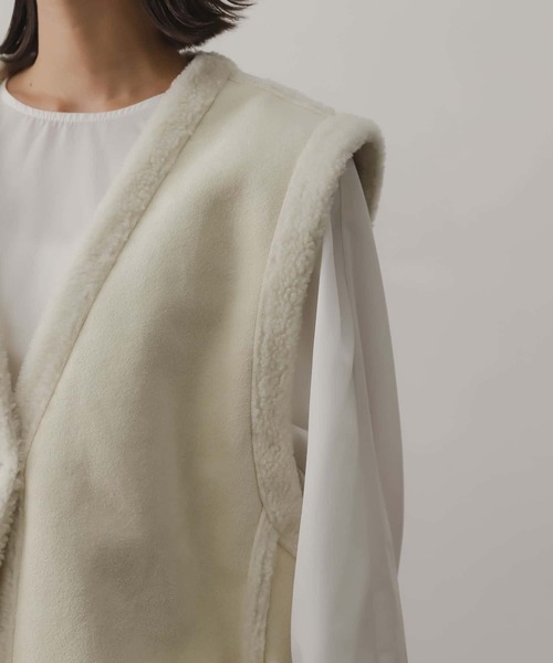 SENSE OF PLACE by URBAN RESEARCH（センスオブプレイスバイアーバンリサーチ）の「リバーシブルボアベスト（その他アウター・レディース・ベージュ/ブラック/アイボリー・ONE）」の9枚目の写真