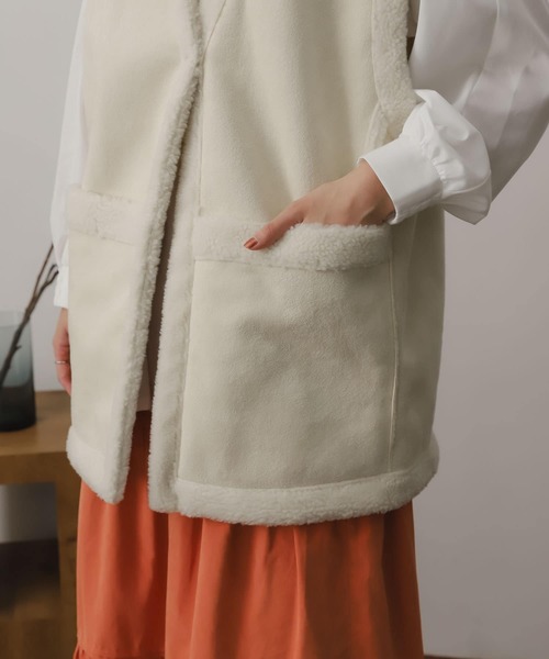 SENSE OF PLACE by URBAN RESEARCH（センスオブプレイスバイアーバンリサーチ）の「リバーシブルボアベスト（その他アウター・レディース・ベージュ/ブラック/アイボリー・ONE）」の10枚目の写真