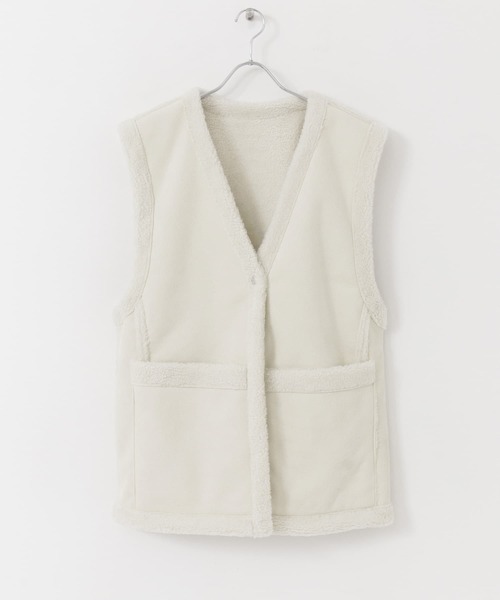 SENSE OF PLACE by URBAN RESEARCH（センスオブプレイスバイアーバンリサーチ）の「リバーシブルボアベスト（その他アウター・レディース・ベージュ/ブラック/アイボリー・ONE）」の14枚目の写真