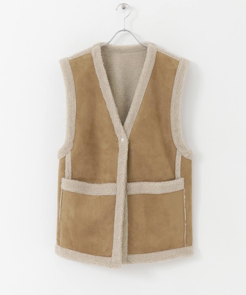 SENSE OF PLACE by URBAN RESEARCH（センスオブプレイスバイアーバンリサーチ）の「リバーシブルボアベスト（その他アウター・レディース・ベージュ/ブラック/アイボリー・ONE）」の16枚目の写真