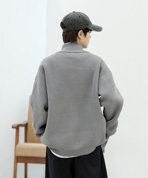 neos(ネオス)の「【neos -addictive design-】ルーズシルエット 畦編み ドライバーズ セーター ジップ ニット カーディガン(カーディガン/ボレロ・メンズ・ブラック/ベージュ/オフホワイト/ピンク/グレー・MEDIUM/LARGE)」の18枚目の写真