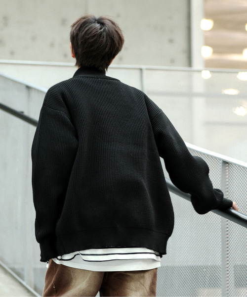 neos(ネオス)の「【neos -addictive design-】ルーズシルエット 畦編み ドライバーズ セーター ジップ ニット カーディガン(カーディガン/ボレロ・メンズ・ブラック/ベージュ/オフホワイト/ピンク/グレー・MEDIUM/LARGE)」の7枚目の写真