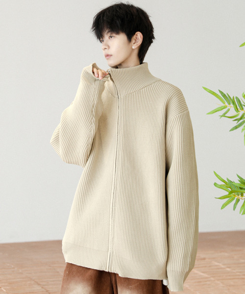 neos(ネオス)の「【neos -addictive design-】ルーズシルエット 畦編み ドライバーズ セーター ジップ ニット カーディガン(カーディガン/ボレロ・メンズ・ブラック/ベージュ/オフホワイト/ピンク/グレー・MEDIUM/LARGE)」の11枚目の写真
