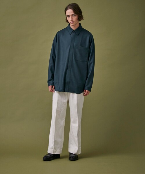 PUBLIC TOKYO（パブリックトウキョウ）の「シルキーウールジャージシャツ（シャツ/ブラウス・メンズ・ブラック/ダークグレー/グリーン・2/1）」の4枚目の写真